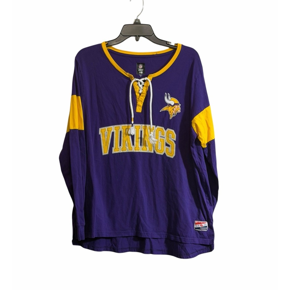 Minnesota Vikings Women's XL Purple Lace-Up V-Neck Long Sleeve NFL Shirt